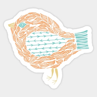 Boho Henna Song Bird Turquoise Orange Sticker